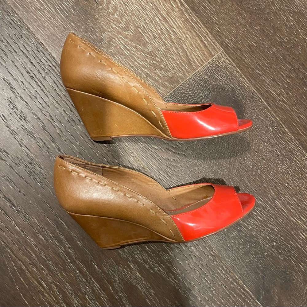 Orange Tan Wedges